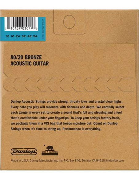 Buy Dunlop 80/20 Bronze Light 12-54 acoustic guitar String Set