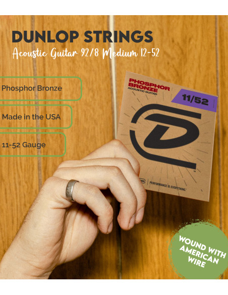 Cuerdas Dunlop Phosphor Bronze 92/8 Medium Light 11-52 |Acústica