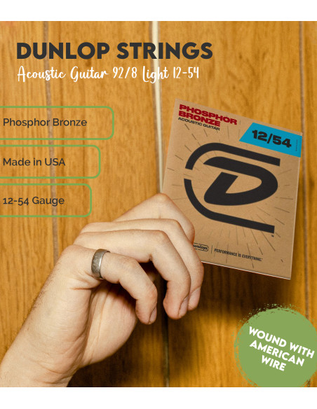Cuerdas Dunlop Phosphor Bronze 92/8 Light 12-54 | Acústica