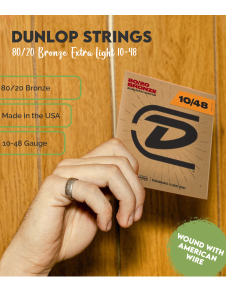 Buy Dunlop 80/20 Bronze Extra Light 10-48 acoustic guitar String Set