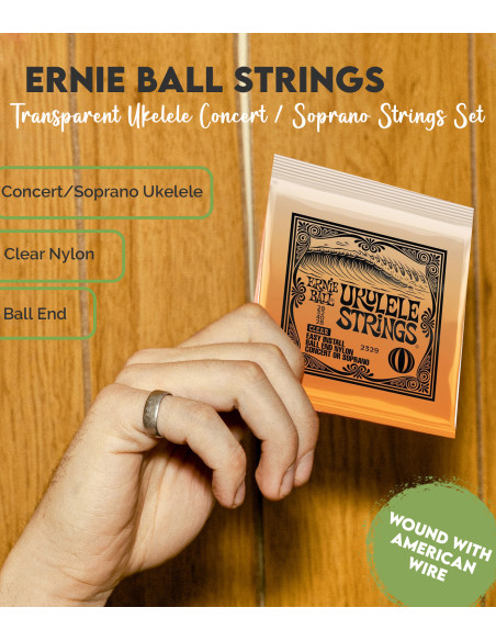 Jeu de Cordes Ernie Ball Ukélélé Concert/Soprano Transparente