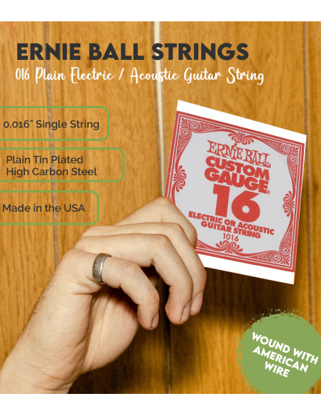 Buy Ernie Ball 016 Plain Electric / Acoustic Guitar String