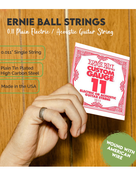 Cuerda Ernie Ball Guitarra Eléctrica / Acústica Plana 0.11 | Cuerdas