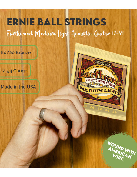 Buy Ernie Ball Earthwood  Medium Light Acoustic Guitar Strings 12-54