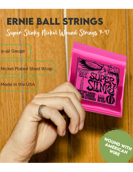 Buy Ernie Ball Super Slinky Nickel Wound Electric Guitar Strings 9-42