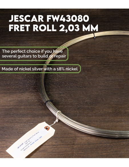 Jescar FW43080 Fret Roll 2,03 mm 450g | Maderas Barber