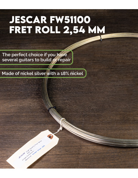 Rollo Trastes Jescar 2,54 mm 450 gramos FW51100 | Maderas Barber