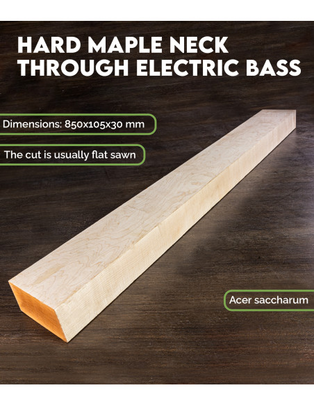 Manche Hard Maple Basse Électrique (850x105x30 mm) | Maderas Barber