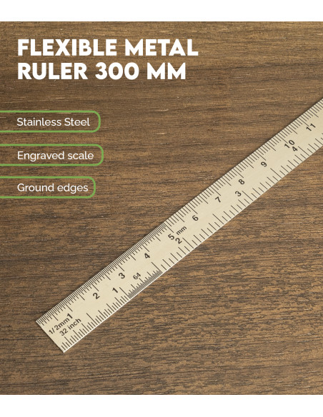 Regla Metálica Flexible 300 mm Metrica | Maderas Barber