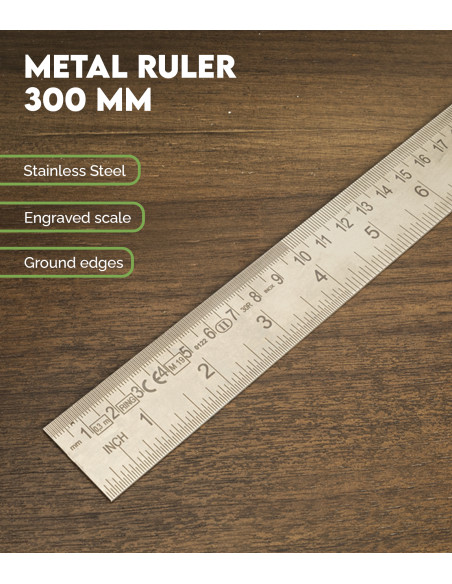 Metal Ruler Metrica 300 mm | Maderas Barber