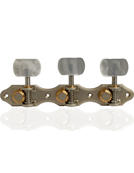 Mécanique Schaller GrandTune Classic Hauser Satin Perle avec Bouton Blanc et Tige Blanc