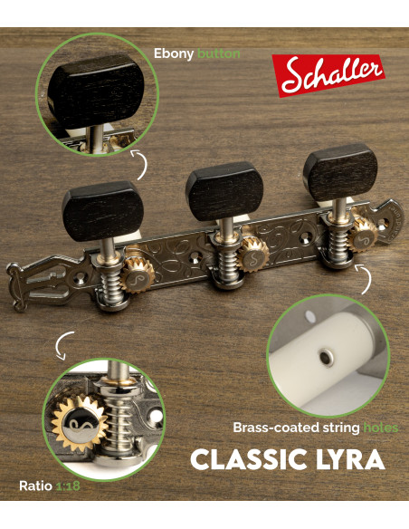 Clavijero Schaller GrandTune Classic Lyra Rutenio con Palometa Ébano y Poste Blanco | Maderas Barber