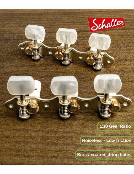 Mécanique Schaller GrandTune Classic Hauser Satin Perle avec Bouton Blanc et Tige Blanc | Maderas Barber