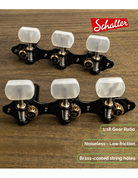 Mécanique Schaller GrandTune Classic Hauser Noir avec Bouton Blanc et Tige Noir | Maderas Barber
