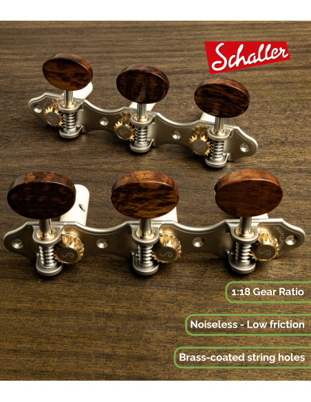 Clavijero Schaller GrandTune Classic Hauser Perla Satinado con Palometa Snakewood y Poste Blanco | Maderas Barber