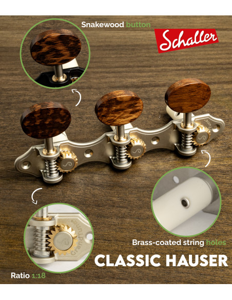 Clavijero Schaller GrandTune Classic Hauser Perla Satinado con Palometa Snakewood y Poste Blanco | Maderas Barber