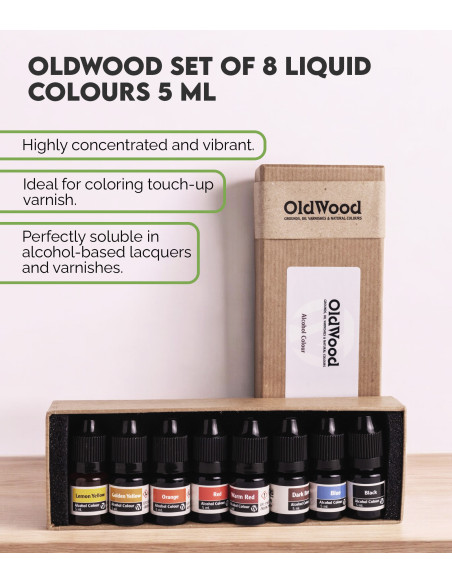 Tintes Concentrados al Alcohol Old Wood Set de 8 Colores 5ml | Maderas Barber
