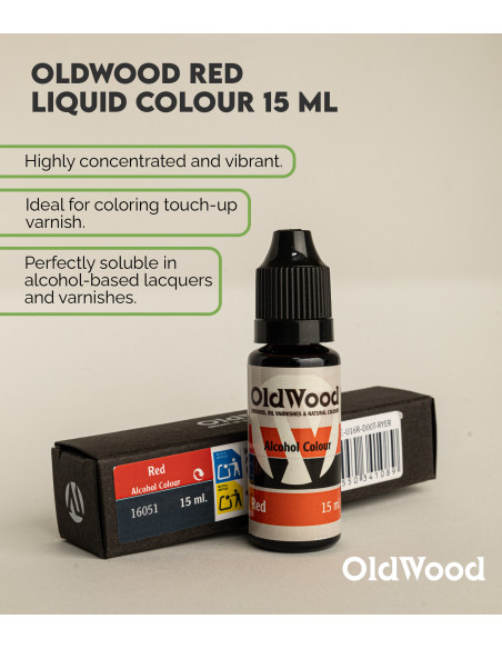 Tinte Concentrado al Alcohol OldWood Rojo 15 ml | Maderas Barber