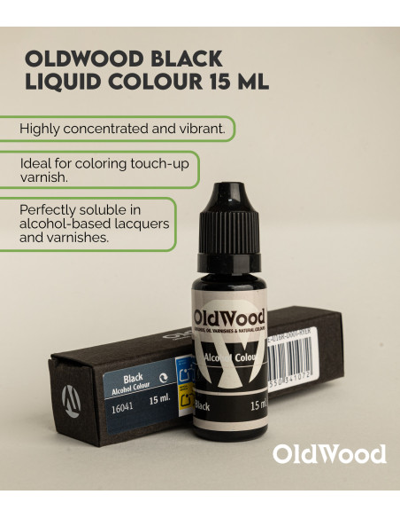Tinte Concentrado al Alcohol OldWood Negro 15 ml | Maderas Barber