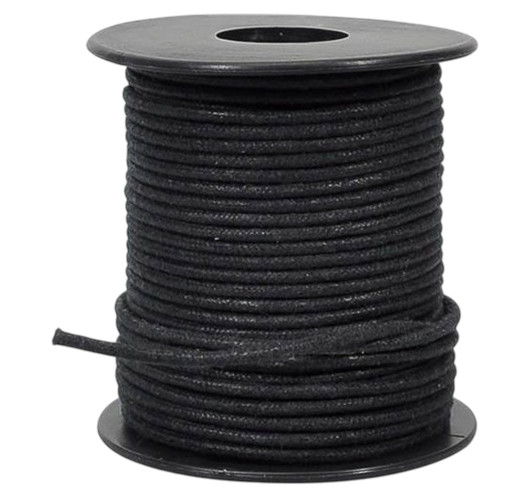 50 feet, black U.S.A. made waxed cotton braided push back wire Boston®