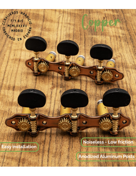 Aparicio Classical Guitar Machine Head Murcia Model Sterling Copper/Ebony | Maderas Barber
