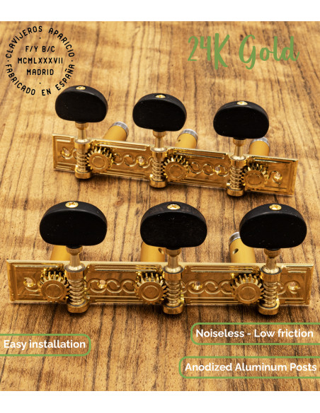Mécanique Aparicio Guitare Classique Modèle Sevilla Or 24K/Ébène | Maderas Barber