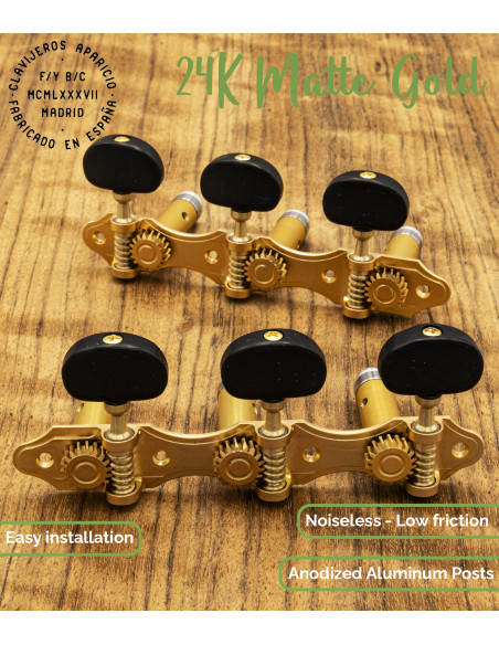 Clavijero Aparicio Guitarra Clásica Modelo Murcia Oro Mate 24K/Ébano | Maderas Barber