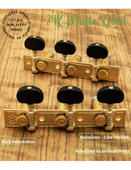 Clavijero Aparicio Guitarra Clásica Modelo Coruña Oro Mate 24K/Ébano | Maderas Barber