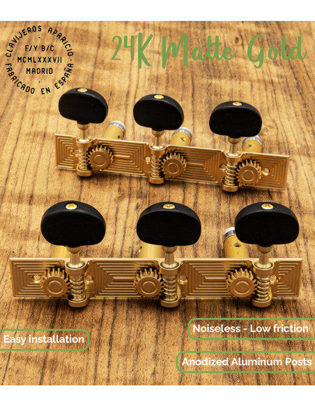 Mécanique Aparicio Guitare Classique Modèle Cuenca Or Mat 24K/Ébène | Maderas Barber