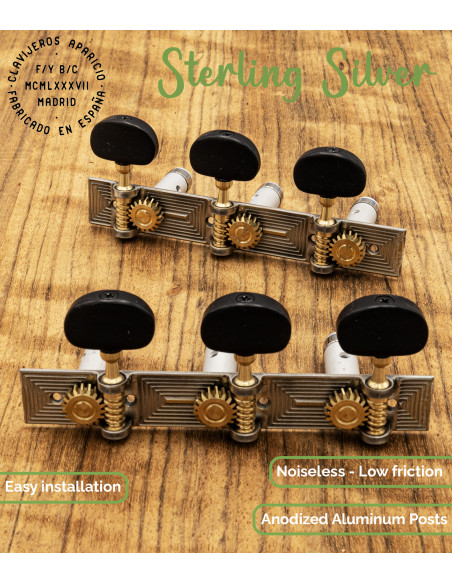 Mécanique Aparicio Guitare Classique Modèle Cuenca Argent Sterling/Ébène | Maderas Barber