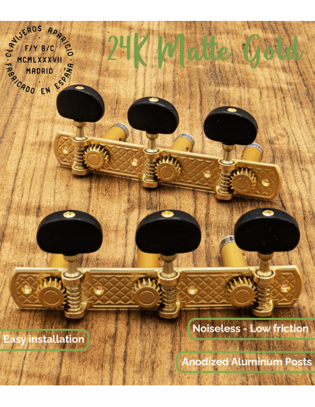 Mécanique Aparicio Guitare Classique Modèle Toledo Or Mat 24K/Ébène | Maderas Barber