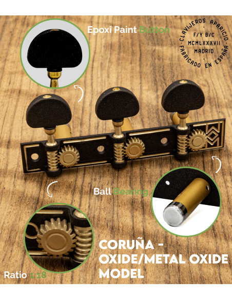 Clavijero Aparicio Guitarra Clásica Modelo Coruña Óxido/Metal Óxido | Maderas Barber