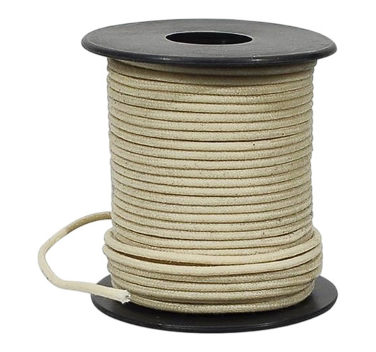 50 feet, white U.S.A. made waxed cotton braided push back wire Boston®