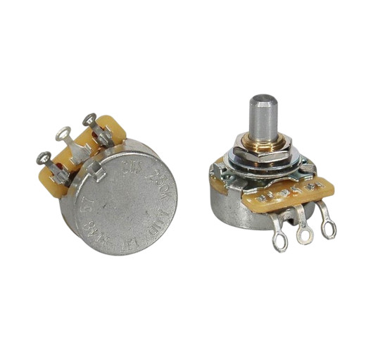 Potentiomètre audio CTS USA 250 K douille courte. Axe solide
