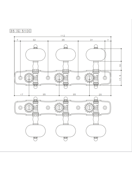 Gotoh Mécanique Guitare Classique Or avec Boutons Couleur Ivoire et Tige Aluminum 35AR510C/KM-GG | Maderas Barber