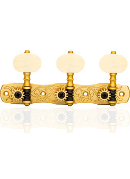 Gotoh Mécanique Guitare Classique Laiton avec Boutons Couleur Ivoire et Tige Blanche 35G1800/2M-SB
