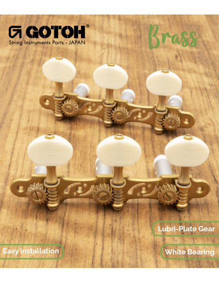 Gotoh Mécanique Guitare Classique Or avec Boutons Couleur Ivoire et Tige Aluminum 35AR510S/P-XG | Maderas Barber