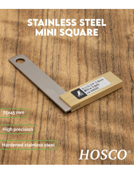 Mini Escuadra Hosco de Acero Inoxidable | Maderas Barber