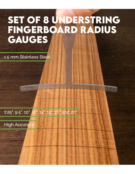 Set of 8 Understring Fingerboard Radius Gauges | Maderas Barber