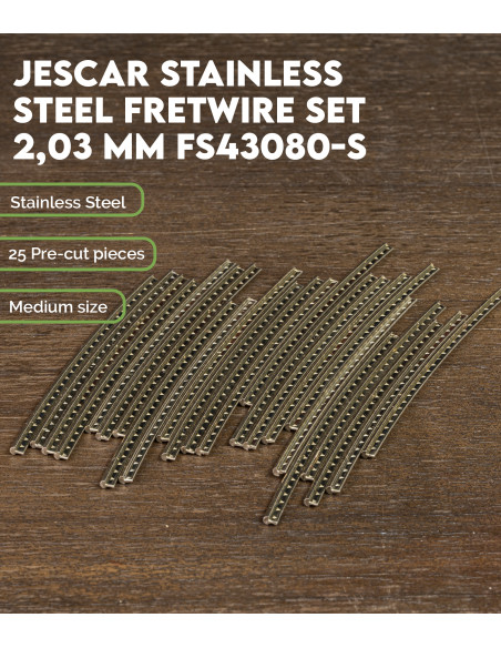 Jeu de frettes Jescar 2,03 mm Acier inoxydable FS43080-S| Maderas Barber