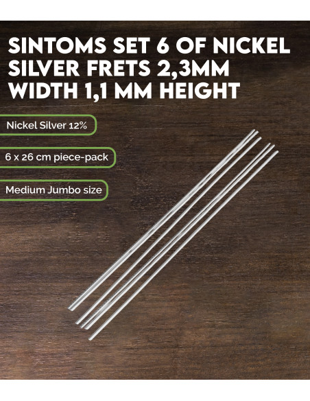 SINTOMS Set 6 of Nickel Silver frets 2,3mm width 1,1 mm height