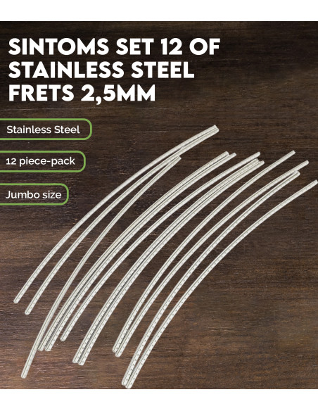Set de 12 Frettes SINTOMS Acier Inoxydable 2,5mm