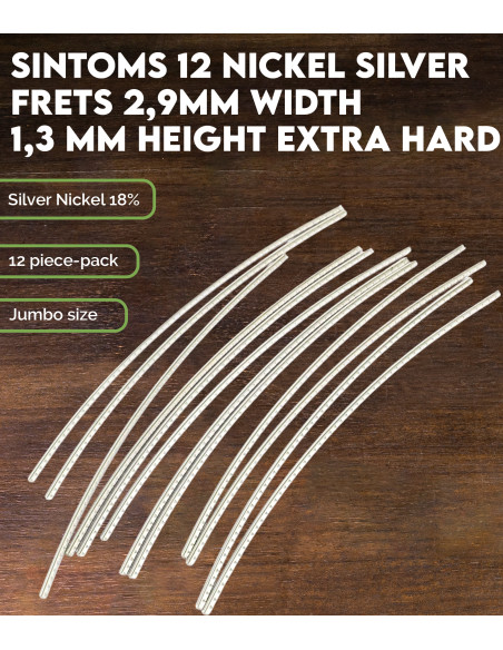 SINTOMS Set 12 of Nickel Silver frets 2,9mm width 1,3 mm height extra hard