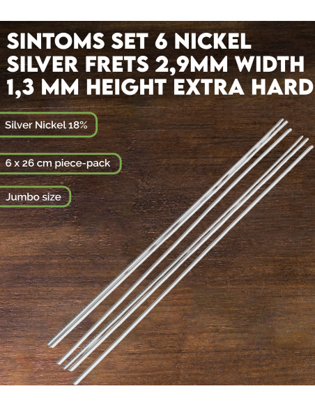 SINTOMS Set 6 of Nickel Silver frets 2,9mm width 1,3 mm height extra hard