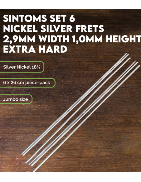 SINTOMS Set 6 of Nickel Silver frets 2,9mm width 1,0 mm height extra hard