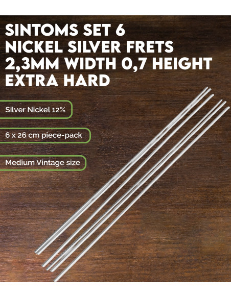 SINTOMS Set 6 of Nickel Silver frets 2,3mm width 0,7 height extra hard