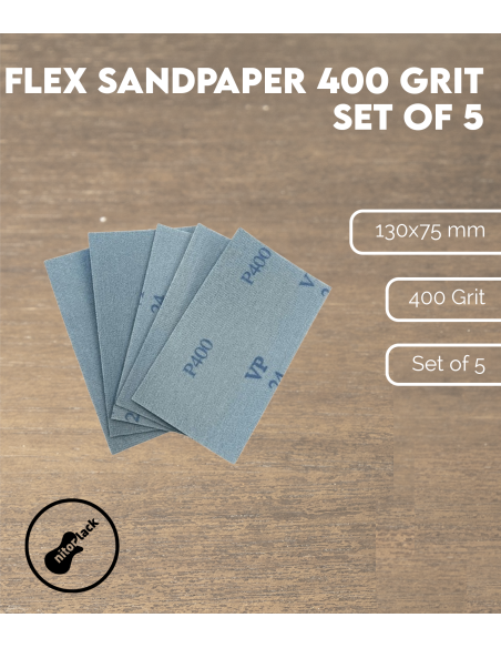 Jeu de 5 feuilles de papier de verre flexible à grain 400 | Maderas Barber
