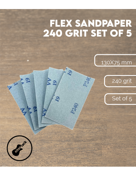 Jeu de 5 feuilles de papier de verre flexible à grain 240 | Maderas Barber