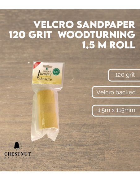 Velcro Sandpaper 120 Grit - Woodturning, 1.5 m Roll | Maderas Barber