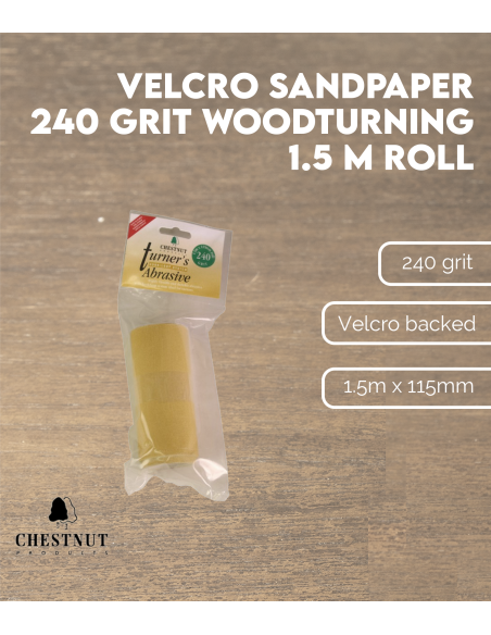 Velcro Sandpaper 240 Grit - Woodturning, 1.5 m Roll | Maderas Barber